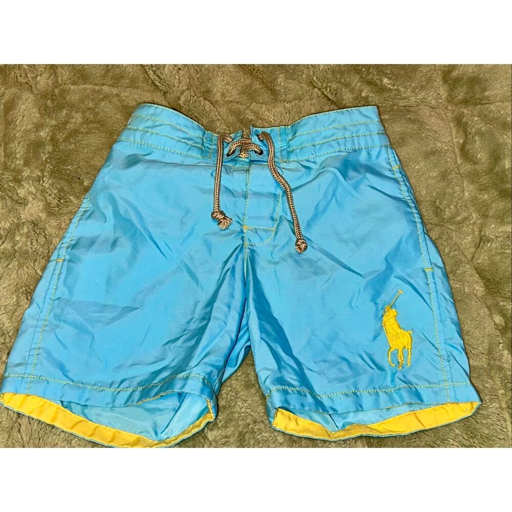 vintage y2k polo ralph lauren blue swim trunks boys 4 big pony board shorts